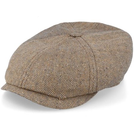 Stetson - Beige flatcap Keps - 6-Panel Cap Silk/Cotton Khaki Flat Cap @ Hatstore
