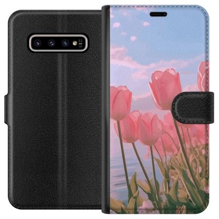 Plånboksfodral till Samsung Galaxy S10+ med Rosa Tulpaner