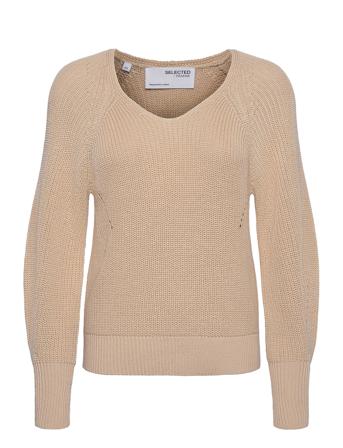 Slfemmy Ls Knit V-Neck Grey Selected Femme
