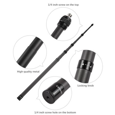 Camnoon 3 meter/118 tommer bærbar selfiestang teleskopisk selfiestativ karbonfiber 4 seksjoner med 1/4-tommers skrue kompatibel med INSTA360 X2/X3