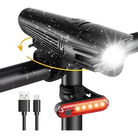 #2000mAh Cykellys Cykelforlygte LED Cykellampe Genopladelig Foran og Bag 4 Tilstande Ultra Lys Cykellys USB Lys Stødsikkert Vandafvisende#