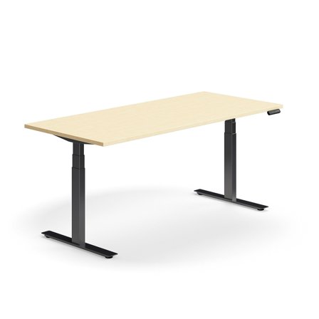Schreibtisch QBUS höhenverstellbar, 1800x800 mm, Gestell schwarz, Birke