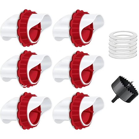 Hønsemater med port, automatisk sølefri gravitasjonsmater for høner, inkluderer 1 hullsag, porter for bøtter, kasser, spor