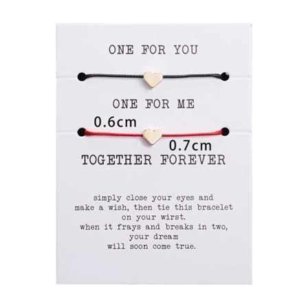 2-pak parallelt reb med guld hjerte armbånd til par