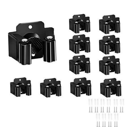 10-osainen seinään kiinnitettävä luutateline, ruostumaton teräs, seinäsarja, puutarhatyökaluteline, luutateline, koukku, puutarhanhoitotyökalut, 