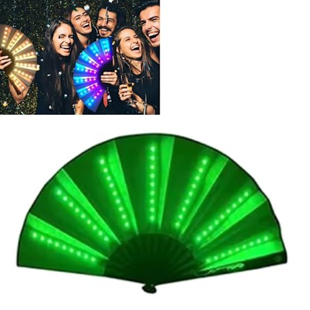 Glow Vikbar LED Fläkt Dans Ljus Fläkt Nattshow Halloween Chr