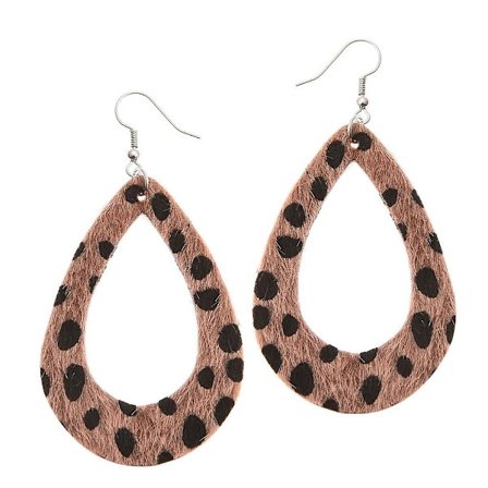 1 par øreringer leopardmønstret geometrisk kunstlær trendy smykker