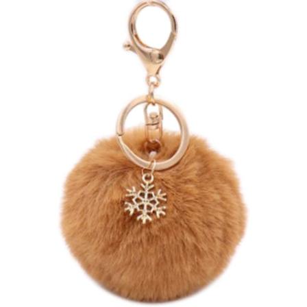 Jul snöflinga pom-pom nyckelring hänge 1 st (Brun) Brown
