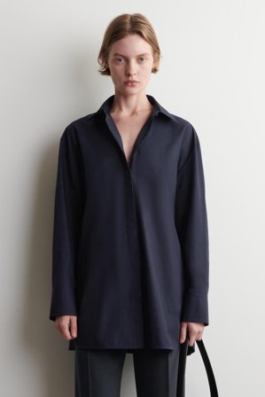 COS Frauen Elegantes Baumwollhemd in Blau