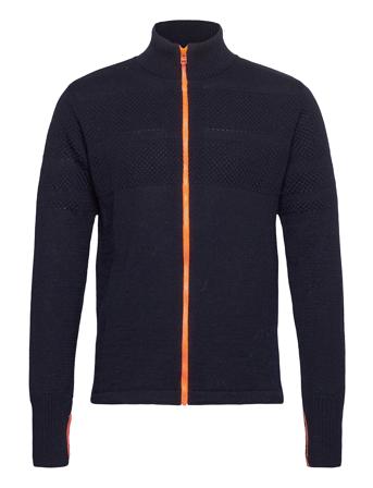 100% Wool Klemens Zip Kontrast Knitwear Full Zip Jumpers Blå Mads Nørgaard
