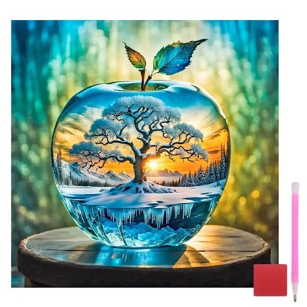 Træ Diamant Kunst Sæt til Voksne, Runde 5D Diamant Maleri Sæt til Begyndere, DIY Landskab Ædelstens Maleri Sæt, Fuld Drill Diamant Malerier til 