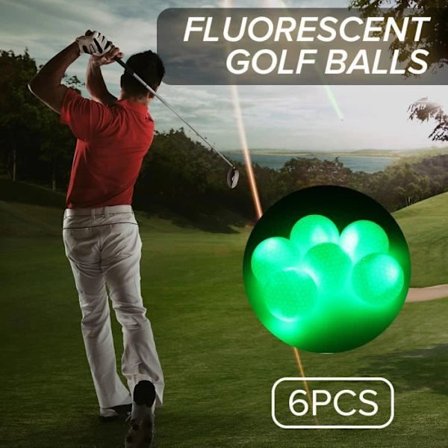 6 stk LED Lysende Golfballer Fluorescerende Natt Tilfeldig Farge