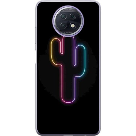 Kompatibelt Mobildeksel til Xiaomi Xiaomi Redmi Note 9T Neonillustrasjon av kaktus i rosa og blått lys mot mørk bakgrunn