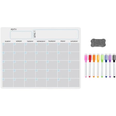 /EA/A3 Magnetisk Whiteboard Kalender Raderbar Tavla Set Veckoplanerare Whiteboard för Kylskåp Kök Hem 17X12 Tum