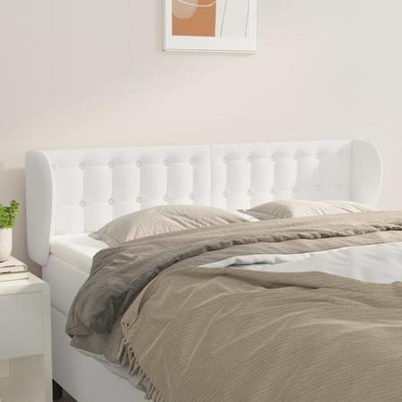 Vidaxl Huvudgavel Med Kanter Rosa 147x23x78/88 Cm Konstläder Vit