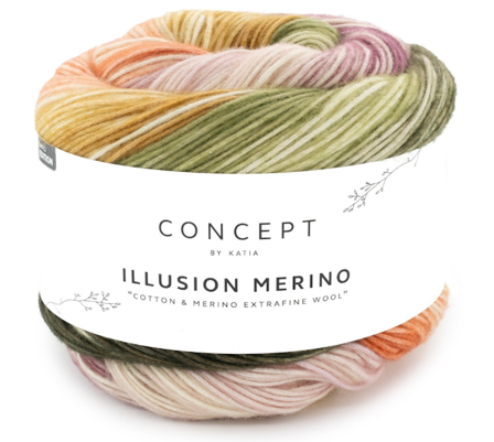 Katia Illusion-Merino Grønn-Oker-Rose 300, 200g