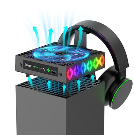 RGB Køleblæser til Xbox Series X, 3-trins justerbart kølesystem med støjsvag køleblæser til Xbox Series X