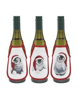 Broderikit Flaskförkläden Pingviner 3-pack