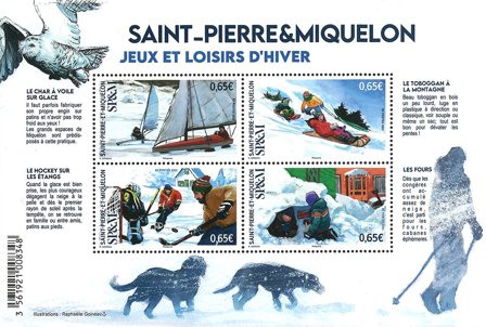 Saint Pierre og Miquelon - Lege i sne - Postfrisk miniark