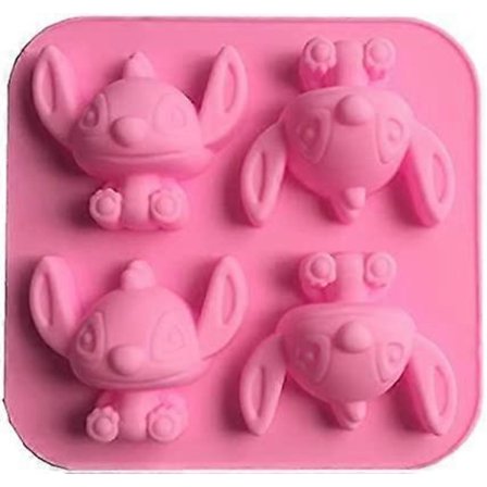 Høy kvalitet 4 hulrom stjerne Baby Lilo og Stitch silikonform for DIY fondant godteri laging sjokoladeformer Lollipop desserter isbit tyggegummi leire