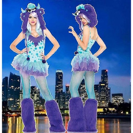 2025 Big Tail Wolf Cosplay Party Maid Fristelse Julenisse Todelt Kostyme Lilla Monster Kostyme-FF- Lilla Monster Kostyme farge