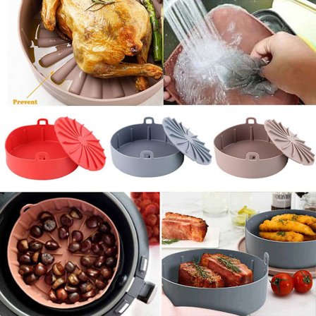 Air Fryer Silikongryta AirFryer Tillbehör GRÅ 16CM