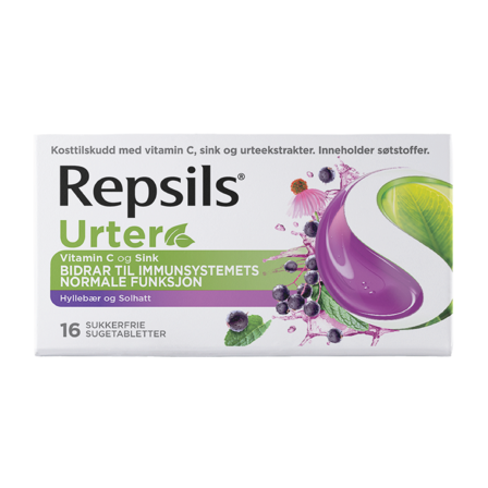 Repsils Urter sugetabletter, Hyllebær & solhatt, 16 stk.