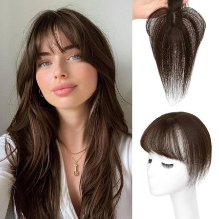 Hårtoppe til kvinder 360°3D-dækning Clip-in pandehår 100% ægte menneskehår Topper med pandehår til tyndende hår Clip-on pandehår Hårclips i hair 