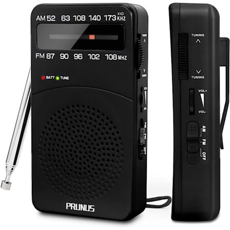 Bærbar Radio, J-166 AM(MW)/FM Lille Batteridrevet Radio, Mini Lommeradio med Fremragende Modtagelse, Tuningknap med Signalindikator, Transistor