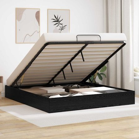 Ottoman Sängram Svart Ek 193 x 120 x 25 cm Spånskiva