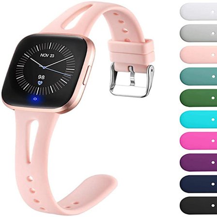 3 Tynde Urremme, Kompatibel med Fitbit Versa 2 Remme/Fitbit Versa/Fitbit Versa Lite/SE, Silikon Udskiftningsremme til Smartwatch