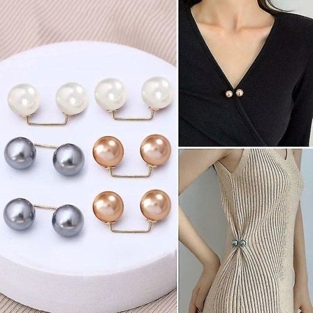 Nyt i vores butik! 6-pak kunstige perlebrochenåle Anti-eksponeringsnåle halsudskæring sikkerhedsnåle trøje sjalclips