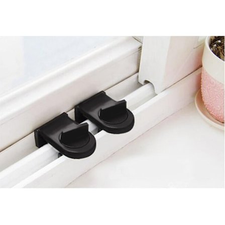 Svarta 2 st Skjutbara Fönsterlås, Barnsäkerhetslås, Justerbar S