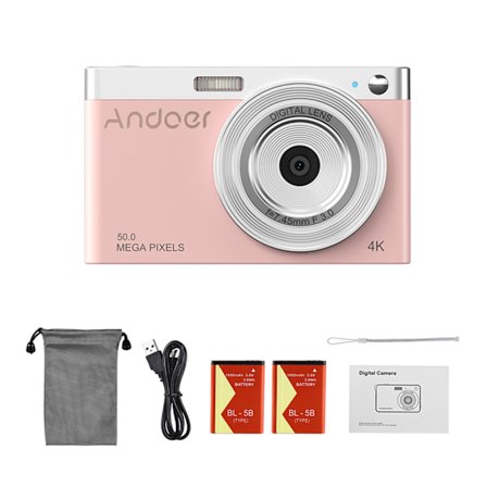 Digitalt kamera for barn 4K 50MP HD Digitalt kamera 16X Digital Zoom 2.88in IPS-skjerm Autofokus Kompakt digitalt kamera