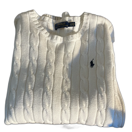 Vit kabelstickad tröja Polo Ralph Lauren