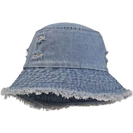 Slitna Denim Bucket Hats Fransade Jeans Rivna Hål Frans Kant Sol B