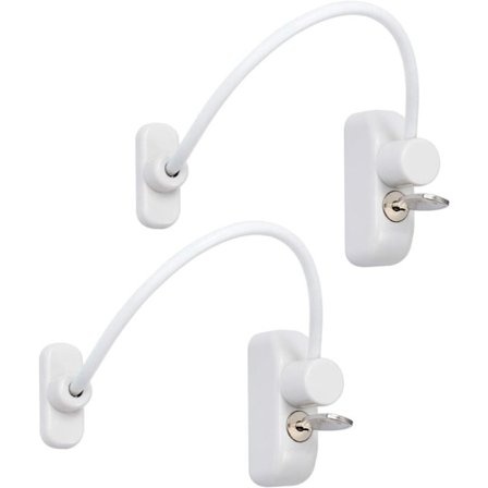 Vindusdøråpnerpakke Skyvedørlås Barnesikkerhetslås Kabel Fangstwirer med Rustfri Nøkkel for Garasje, Garderobe, Vinduer, Soverom