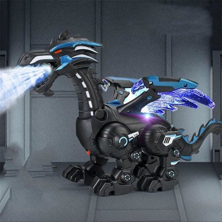 Elektrisk Mekanisk Dinosaur Leke Med Lyd Lys Gående Lekegaver For Gutter Barn Spray Type Svart