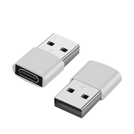 INF 2-pack USB-C till USB-adapter för dataöverföring och laddning Silver