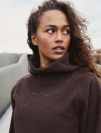 Moonchild Yoga Wear Anorak Pile Jacket - Brown - L