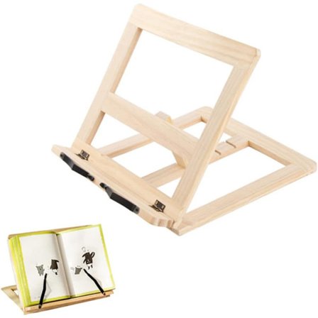 Bogholder i træ. Bogstøtte med 2 metal sideholdere. F,ZQKLA