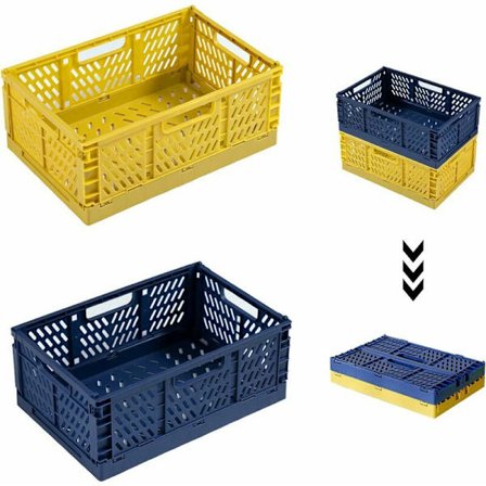 2 stk. Heavy Duty sammenklappelig plastikkasse Mini sammenklappelige opbevaringskurve Sammenklappelig kassebeholder Holdbar stabil plastik stabelbar 