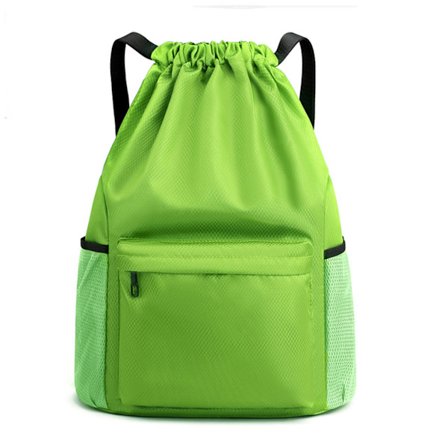 Ryggsäck med dragsko, vattentät ryggsäck med dragsko, med blixtlåsficka, träningsryggsäck med dragsko, simväska för män och kvinnor, 1-pack, grön