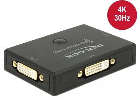 Delock DVI 2 - 1 Switch bidirectional 4K 30 Hz - videosvitsj - 2 porter