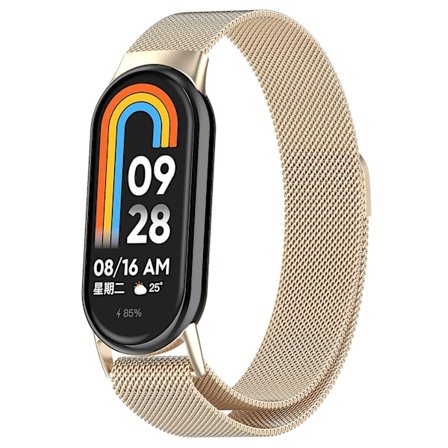 Champagnefärgad metallarmband kompatibelt med Xiaomi Mi Band 8