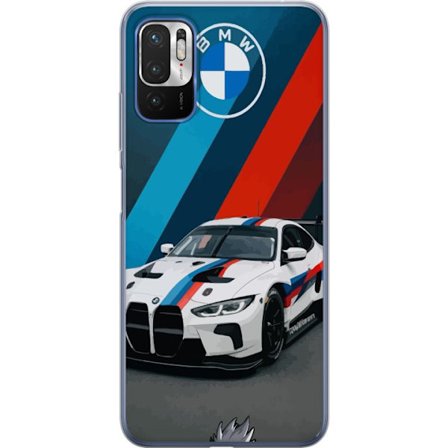 Yhteensopiva Puhelinkuori Xiaomi Xiaomi Redmi Note 10 5G BMW M Sport -muotoilu valkoisella kilpa-autolla ja klassisilla M-raidoilla, yksinoikeudella a