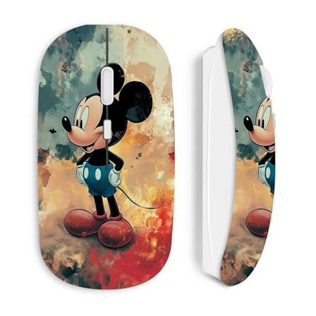 Trådlös vit mus Mickey på abstrakt texturbakgrund