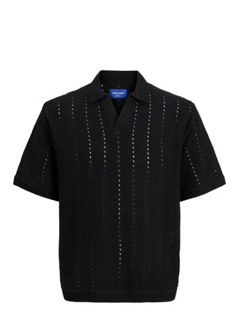 Jorparos Knit Easter Ss Crochet Polo Jnr Black Jack & J S