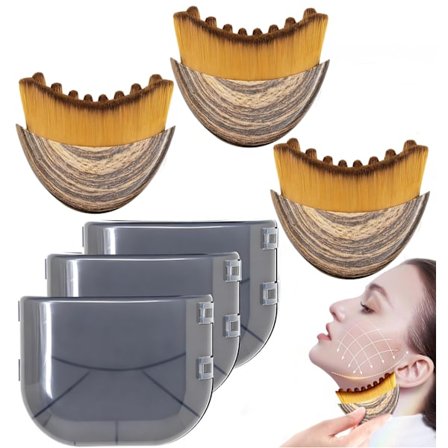 2/3 Pakke Lymfedrænagebørste - Ansigtsbørste til Ansigtsmassage og Lymfedrænage, Forbedrer Hudtonen, Ansigtsløftende Guidemassage, Ergonomisk Design