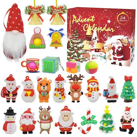 24 stk/sæt Adventskalender Fidget Legetøj Julemand DIY Juletræ Hængende Vedhæng 2023 Jule Nedtælling Kalender Legetøj til Børn